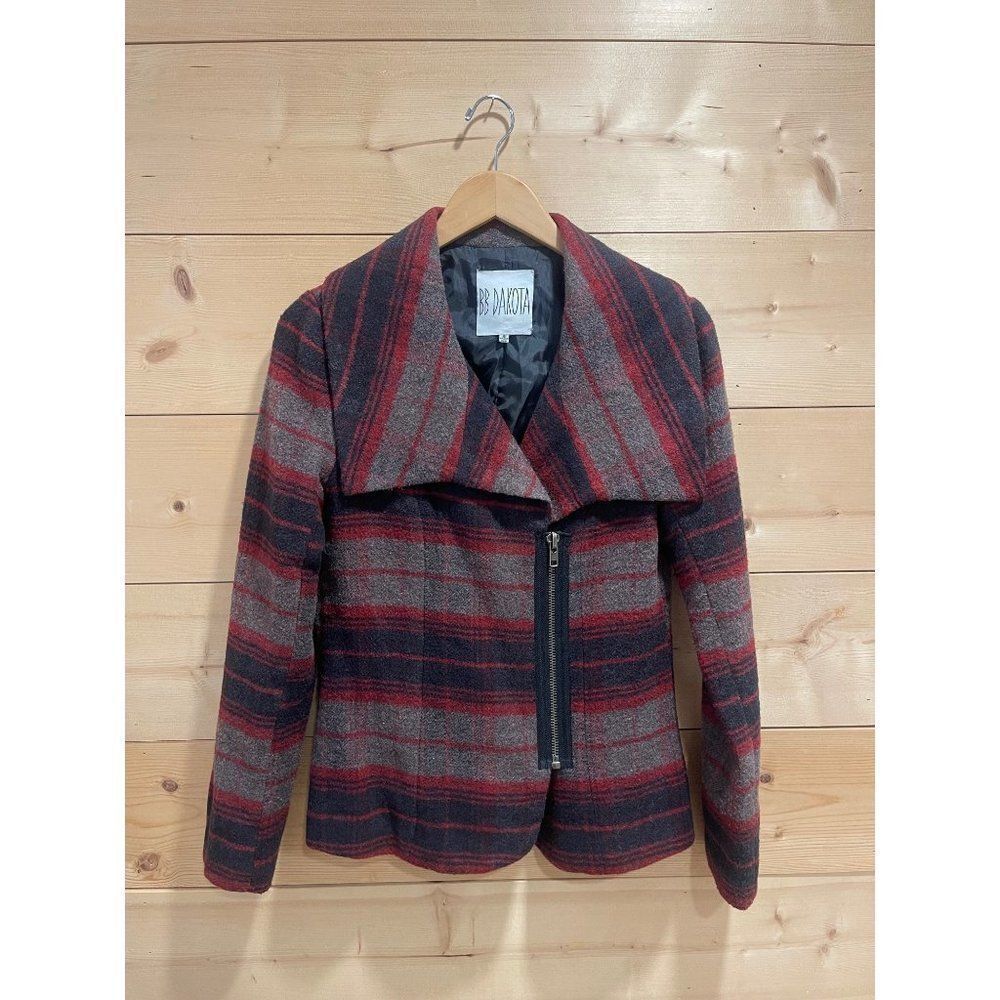 BB Dakota Jacket Red & Gray Plaid Size Small